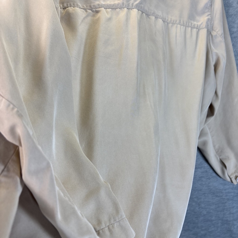 Vintage Liz & Me Silk Shirt Smock 1X P Big Pockets Beige Lagenlook Button Top - Picture 15 of 16